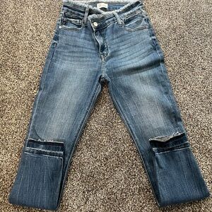 Kancan high rise crossover waist ankle skinny jeans